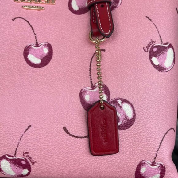 Coach Mollie Tote Bag 25 With Cherry Print - Picture 5 of 9